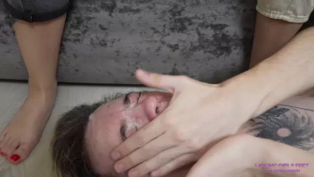 Poster: Licking Girls Feet - - NICOLE and PAMELA - Nasty sweaty feet and old skin for a loser! (4K)