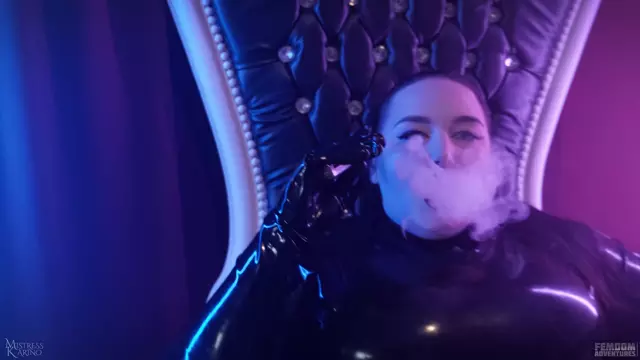 Poster: Femdom Adventures - - Mistress Karino - Smoking Latex Shining And Boot Worship With Latex Devil