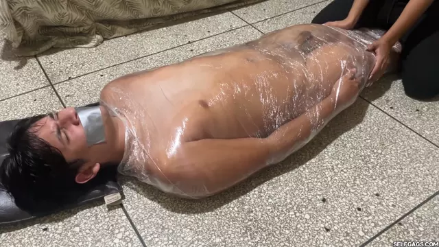 Poster: Femdom Bondage By Selfgags - - Diana Cortez - Plastic Mummified Slave Teased Fucked and Ruined