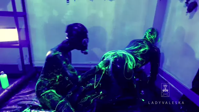 Poster: Lady Valeska - - Rubber Double Fisting With Uv Slime Poster: Lady Valeska - - Rubber Double Fisting With Uv Slime